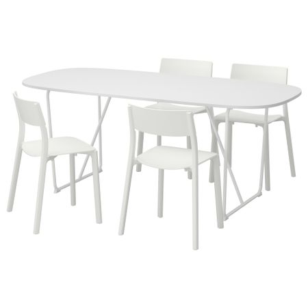 Стол и 4 стула ОППЕБЮ/БЭККАРИД / ЯН-ИНГЕ, белый, белый (185 см)