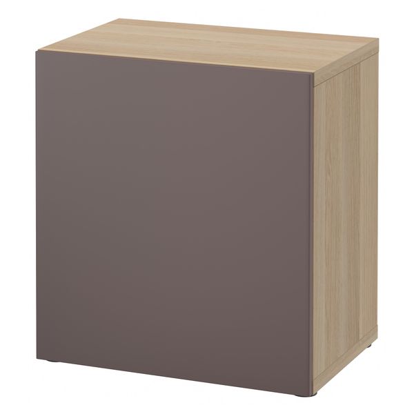 Стеллаж с дверью БЕСТО, под беленый дуб, Вальвикен темно-коричневый (60x40x64 см) - схема-чертеж с размерами