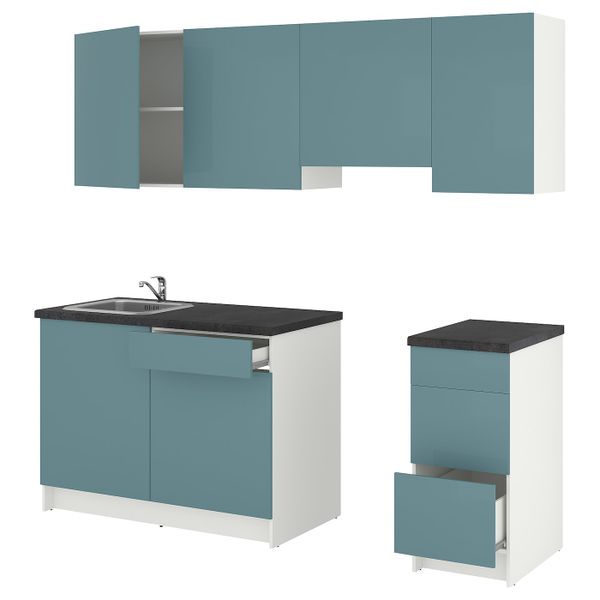 Кухня, глянцевый/синяя бирюза 220x61x220 см IKEA KNOXHULT КНОКСХУЛЬТ 694.243.89 - фото 1