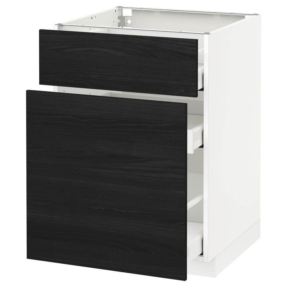 Напольный шкаф, выдвижной секцией, ящик МЕТОД / МАКСИМЕРА, белый, Тингсрид черный - схема-чертеж с размерами