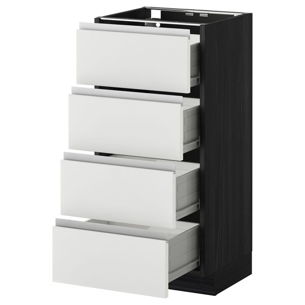 Напольный шкаф 4 фронтальных панели, 4 ящика МЕТОД / ФОРВАРА, черный, Нодста белый - схема-чертеж с размерами