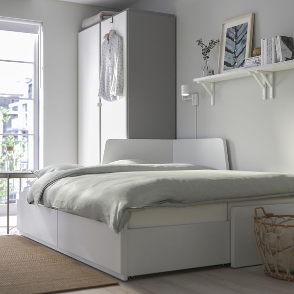 Кушетка с 2 матрасами, 2 ящиками, 80x200 см, белый, Åsvang жесткий IKEA FLEKKE ФЛЕККЕ 694.959.37 - фото 3