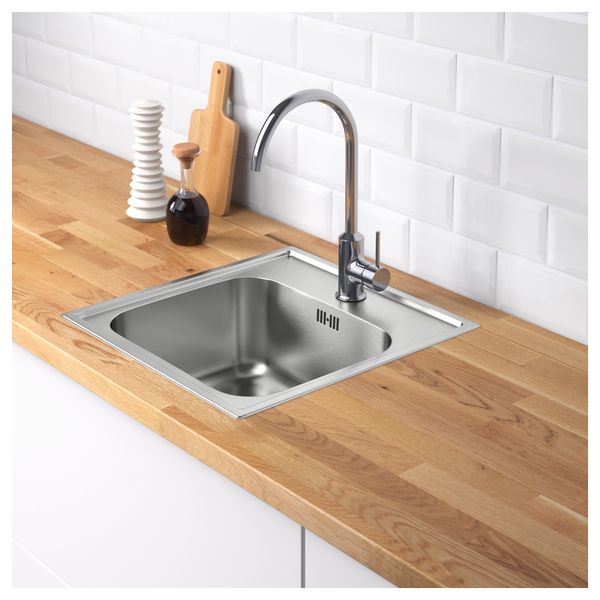 Мойка одинарная врезная БУХОЛЬМЕН, нержавеющ сталь (48x50 см) - схема-чертеж с размерами