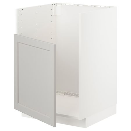 Шкаф под мойку БРЕДШЁН, белый/Лерхюттан светло-серый 60x60 см IKEA METOD МЕТОД 692.978.43