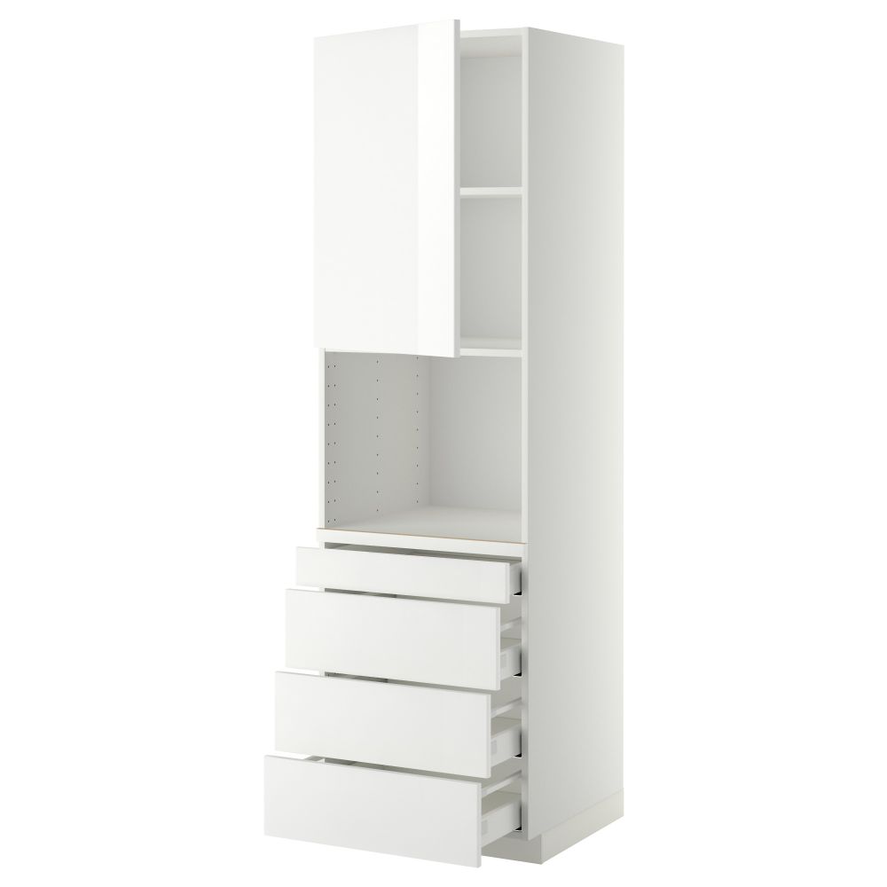 Высокий шкаф для комбинированния СВЧ, 4 ящика МЕТОД / МАКСИМЕРА, белый, Рингульт белый - схема-чертеж с размерами