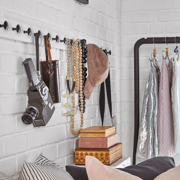 Вешалка с 6 крючками, белый, черный IKEA LURT ЛУРТ / ENERYDA ЭНЕРИДА 492.372.75 - схема-чертеж с размерами