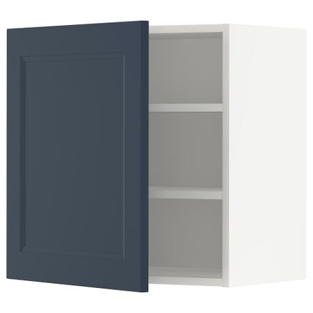 Навесной шкаф с полками, белый Axstad, матовая поверхность синий, 60x60 см IKEA METOD МЕТОД 994.674.24