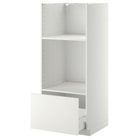 Высокий шкаф с ящиком для духовки/СВЧ МЕТОД / МАКСИМЕРА, белый, Хэггеби белый (60x60x140 см)