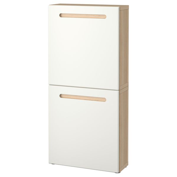 Навесной шкаф с 2 дверями БЕСТО, под беленый дуб, Марвикен белый (60x20x128 см) - фото 1