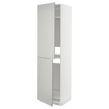 METOD Высокий шкаф д/холодильн/морозильн - белый/Havstorp светло-серый 60x60x220 см