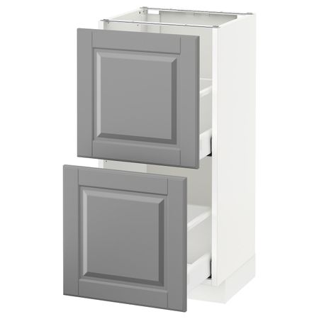 Напольный шкаф с 2 ящиками, белый/Будбин серый 40x37 см IKEA METOD МЕТОД / MAXIMERA МАКСИМЕРА 492.327.15