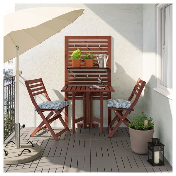 Панель, стол, 2 стула ЭПЛАРО, коричневая морилка, Иттерон синий - фото 2