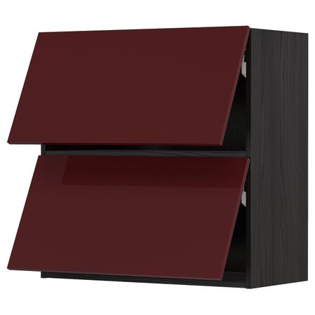 Навесной шкаф, 2 дверцы, горизонтал, черный Калларп, глянцевый темный красно-коричневый 80x80 см IKEA МЕТОД 993.278.48