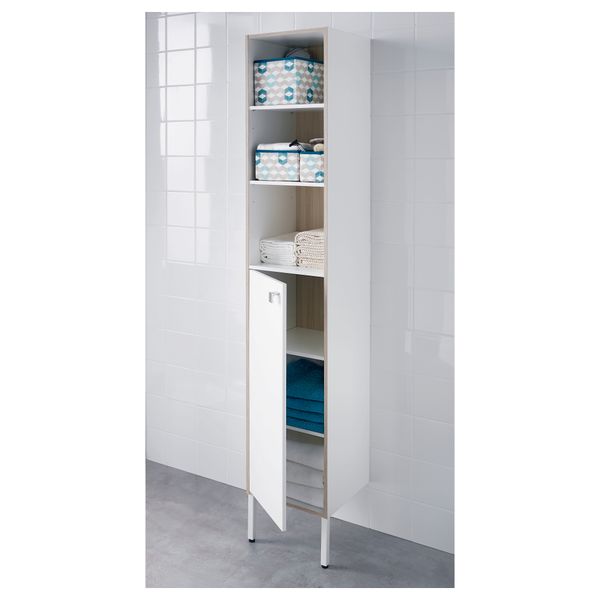 Шкаф высокий ТИНГЕН, белый, под ясень (30x29x177 см) - фото 2