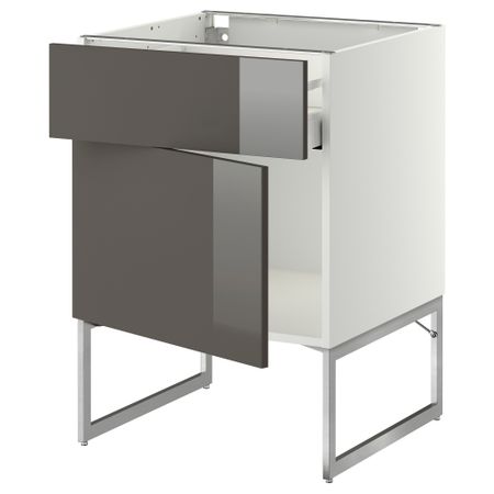 Напольный шкаф с ящиком, дверью МЕТОД / МАКСИМЕРА, белый, Рингульт серый