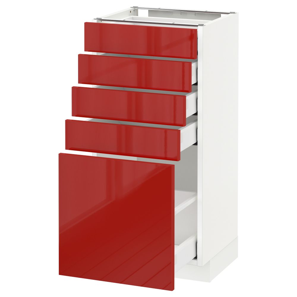 Напольный шкаф с 5 ящиками МЕТОД / МАКСИМЕРА, белый, Рингульт красный - схема-чертеж с размерами