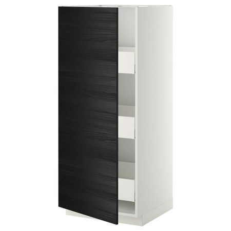 Высокий шкаф с ящиками, белый, Тингсрид черный 60x60x140 см IKEA МЕТОД / МАКСИМЕРА 393.591.25