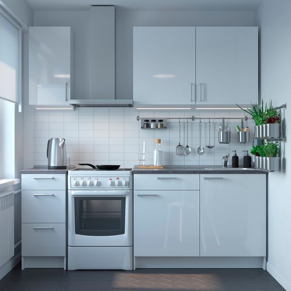 Кухня, глянцевый белый 160x61x220 см IKEA KNOXHULT КНОКСХУЛЬТ 894.015.13 - схема-чертеж с размерами