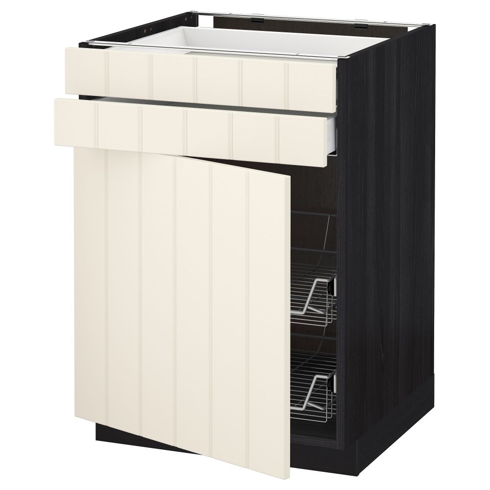 Напольный шкаф, дверца, 2 ящика, проволочных корзин МЕТОД / МАКСИМЕРА, черный, Хитарп белый с оттенком - схема-чертеж с размерами