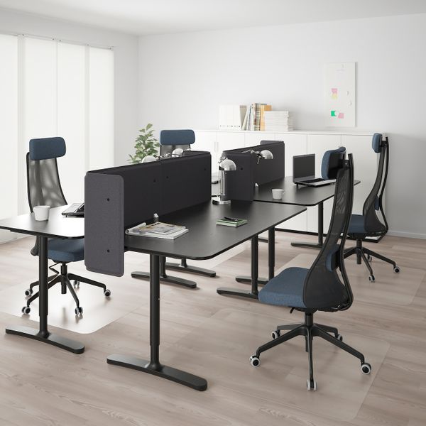 Стол с экраном, ясеневый шпон, черная морилка, черный 320x160 55 см IKEA БЕКАНТ 192.880.68 - фото 2