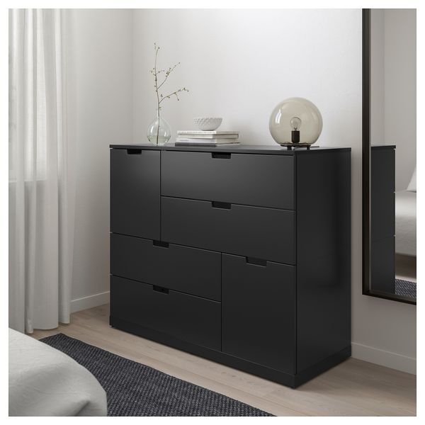 Комод с 6 ящиками НОРДЛИ, антрацит (120x99 см) - фото 2