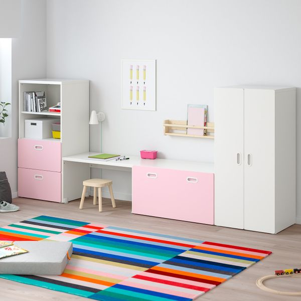 Комбинация для хранения, белый/светло-розовый 300x50x128 см IKEA СТУВА / ФРИТИДС 892.672.51 - фото 2