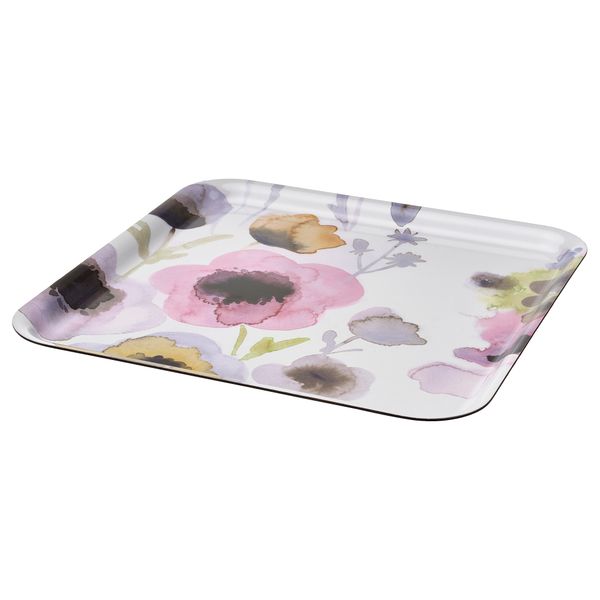 Поднос, 33x33 см, с рисунком цветок, разноцветный IKEA SOMMARFLOX 305.449.67 - фото 1