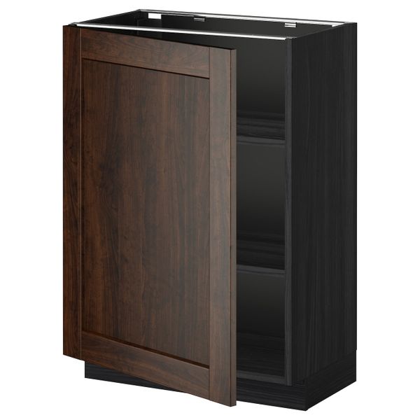 Напольный шкаф с полками, черный/Эдсерум коричневый 60x37 см IKEA МЕТОД 292.268.19 - схема-чертеж с размерами