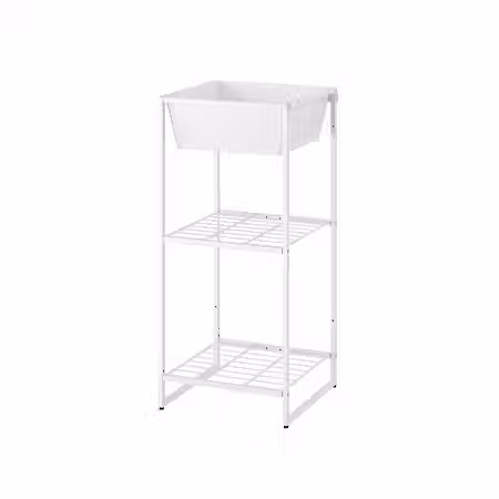 JOSTEIN Стеллаж с контейнером - д/дома/улицы/проволочный белый 41x40x90 см