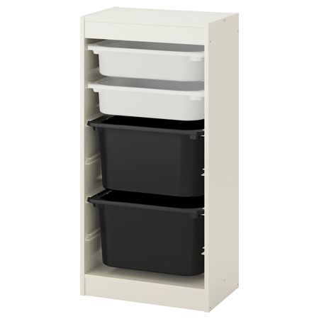 Комбинация для/хранения+контейнеры, белый, белый черный 46x30x94 см IKEA ТРУФАСТ 792.222.01