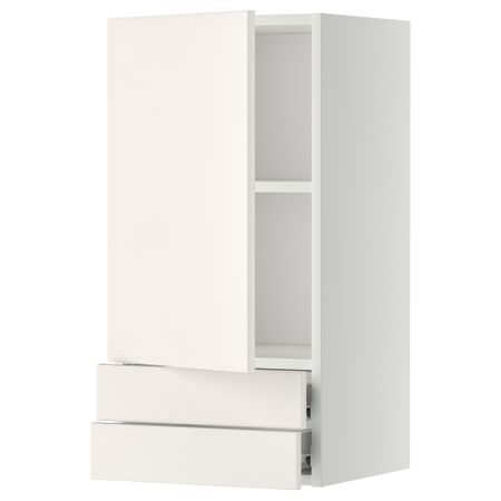 Навесной шкаф с дверцей, 2 ящика МЕТОД / ФОРВАРА, белый, Веддинге белый