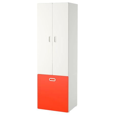 Гардероб с отделением для/игрушек, белый, красный 60x50x192 см IKEA СТУВА / ФРИТИДС 892.796.59
