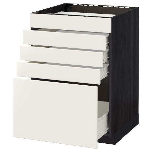 Напольный шкаф для варочной панели, 5 фасадов, 4 ящиков МЕТОД / ФОРВАРА, черный, Веддинге белый - схема-чертеж с размерами