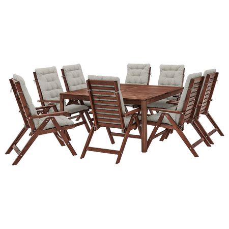 Стол+8кресел,д/сада, коричневая морилка/Куддарна серый IKEA ÄPPLARÖ ЭПЛАРО 692.897.77