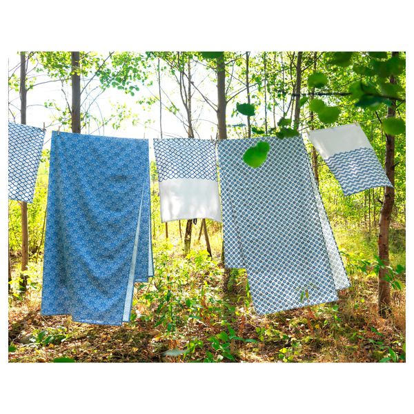 Скатерть СОММАР 2016, белый, синий (145x240 см) - схема-чертеж с размерами