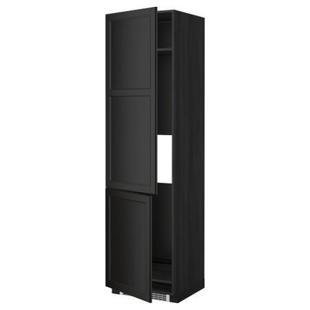 Высокий шкаф для холодильника/морозильника, 2 дверцы МЕТОД, черный, Лаксарби черно-коричневый (60x60x220 см)