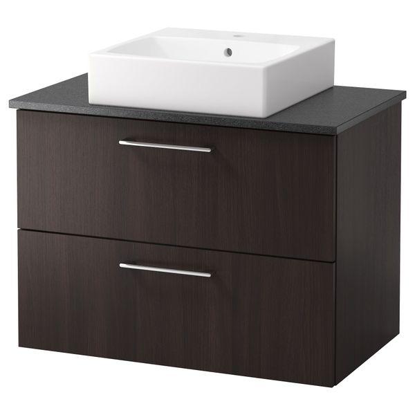 Шк п-раковину/столешн45x45/раковина ГОДМОРГОН/АЛДЕРН / ТОРНВИКЕН, черно-коричневый, черный (82x49x72 см) - схема-чертеж с размерами