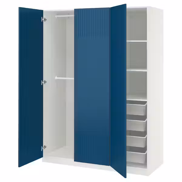 PAX / FYRUDDEN Гардероб, комбинация - белый/синий 150x60x201 см - фото 1