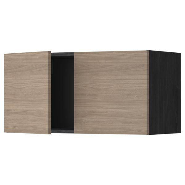 Навесной шкаф с 2 дверями МЕТОД, черный, Брокхульт светло-серый (80x40 см) - схема-чертеж с размерами