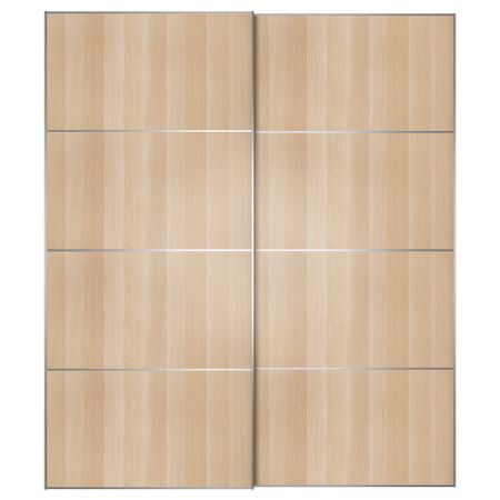 Пара раздвижных дверей ВОЛЬДА, под беленый дуб, цвет алюминия