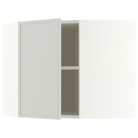METOD Угловой навесной шкаф с полками - белый/Aspudden светло-серый 68x60 см