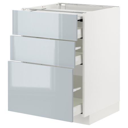 Напольный шкаф с выдвижной панелью, 3 ящиками, 60x60 cm IKEA METOD МЕТОД, MAXIMERA МАКСИМЕРА 594.791.60