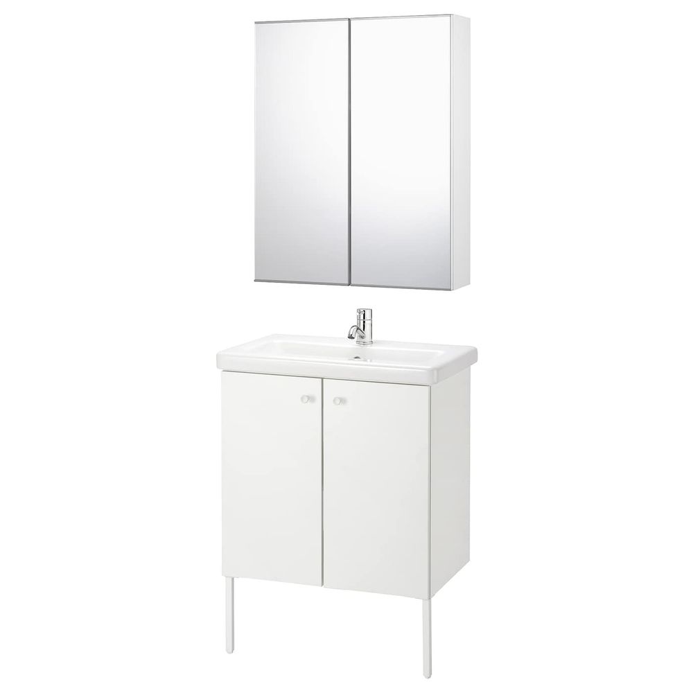 Комплект мебели для ванной,7 предм., белый/ПИЛКОН смеситель 64x43x88 см IKEA FISKÅN ФИСКОН / TVÄLLEN ТВЭЛЛЕН 694.309.03 - фото 1