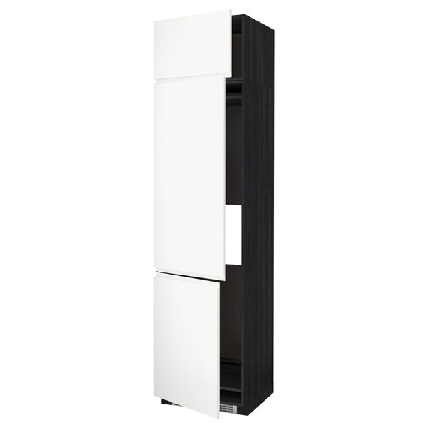 Высокий шкаф для холодильника или морозильника, с 3 дверями МЕТОД, черный, Воксторп белый - схема-чертеж с размерами