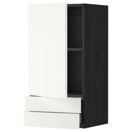 Навесной шкаф с дверцей, 2 ящика МЕТОД / МАКСИМЕРА, черный, Хэггеби белый