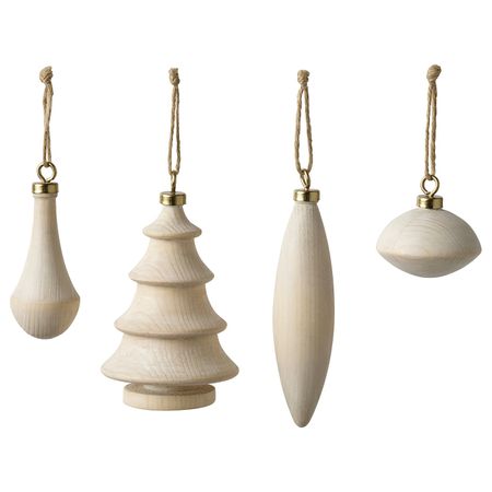 Подвесные украшения, 4 предм., разные формы сосна IKEA VINTER 2021 ВИНТЕР 2021 705.039.84