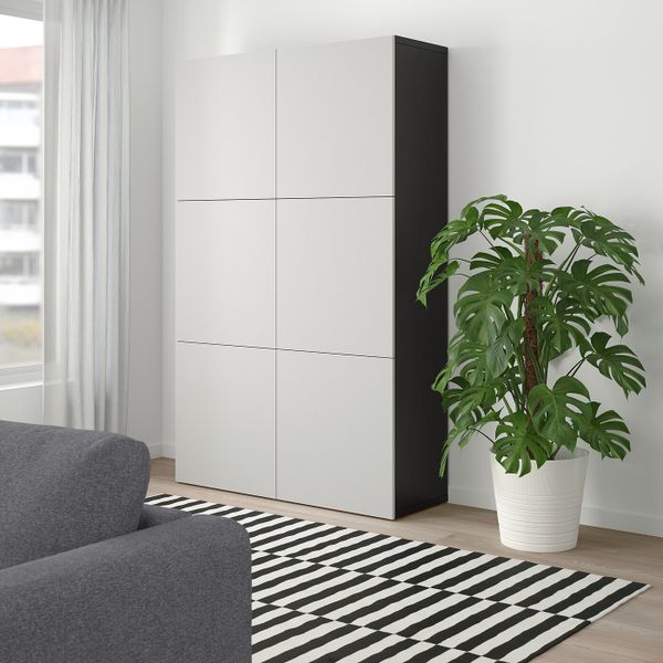 Комбинация для хранения с дверцами, черно-коричневый/Лаппвикен светло-серый 120x40x192 см IKEA БЕСТО 892.471.40 - фото 2