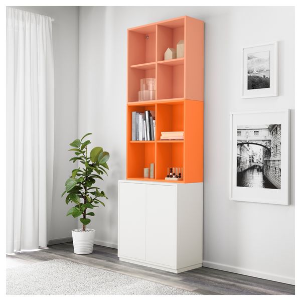 Комбинация шкафов с цоколем ЭКЕТ, белый/оранжевый, светло-оранжевый (70x35x213 см) - фото 2