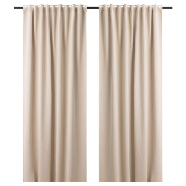 Гардины, блокирующие свет, 1 пара БОЛЛОЛВОН, бежевый (145x300 см) - фото 1