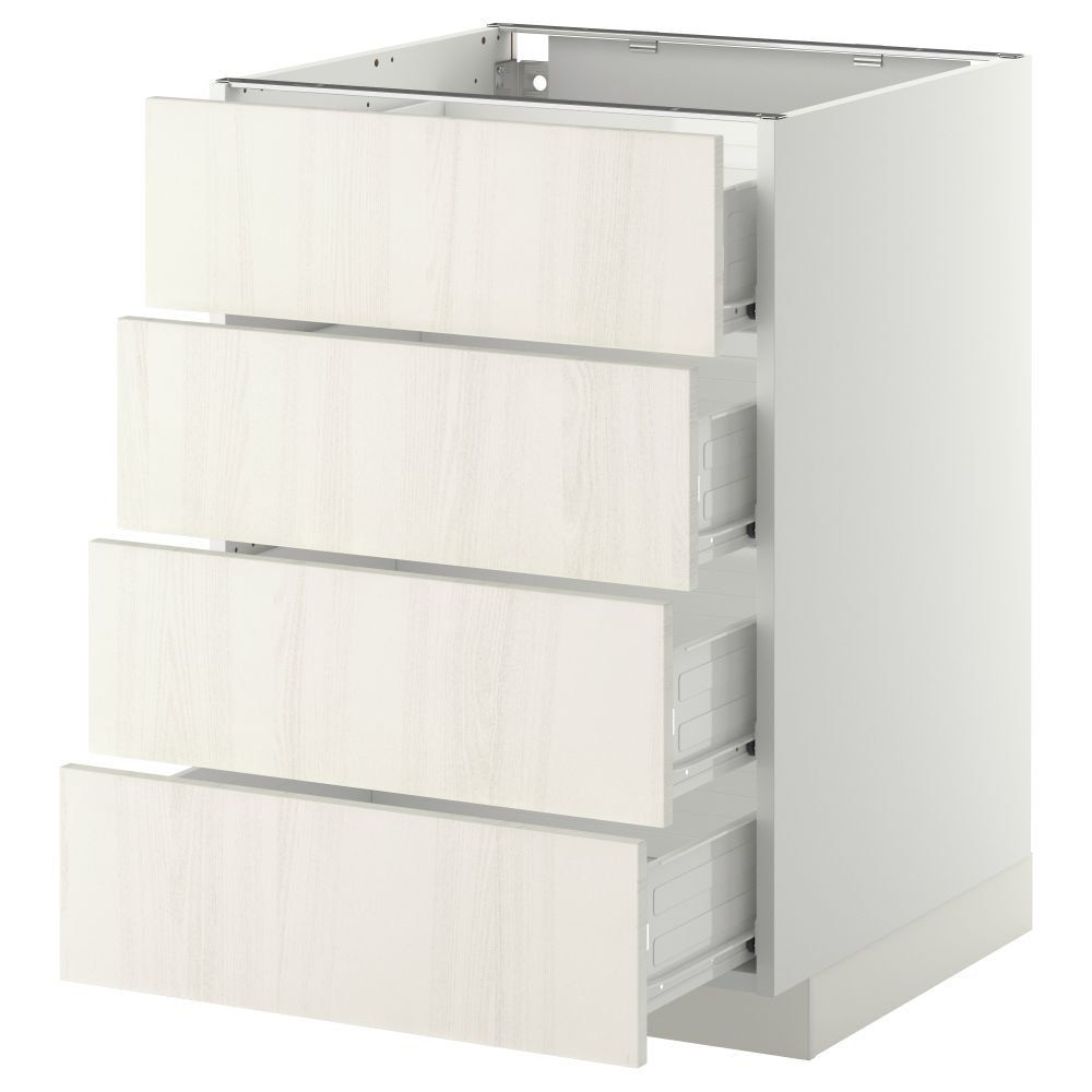 Напольный шкаф 4 фронтальных панели, 4 ящика МЕТОД / ФОРВАРА, белый, Росдаль белый - схема-чертеж с размерами